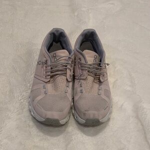 On Running Women's Athletic Shoes in Light Pink and Gray